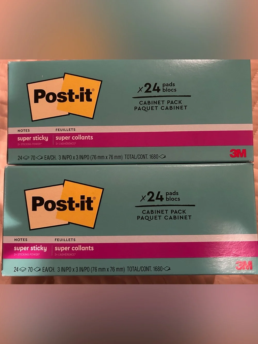 Post-it Notes Super Sticky 24x2 (2 boxes of 24) Pink, Purple, Orange, Turquoise